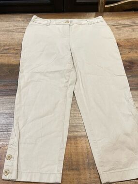 LOFT Light Tan Curvy Cropped Ankle Pants